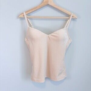 Y2K Charlotte Russe Cami Core Velvet Tank Top Built In Bra Nude Size Large